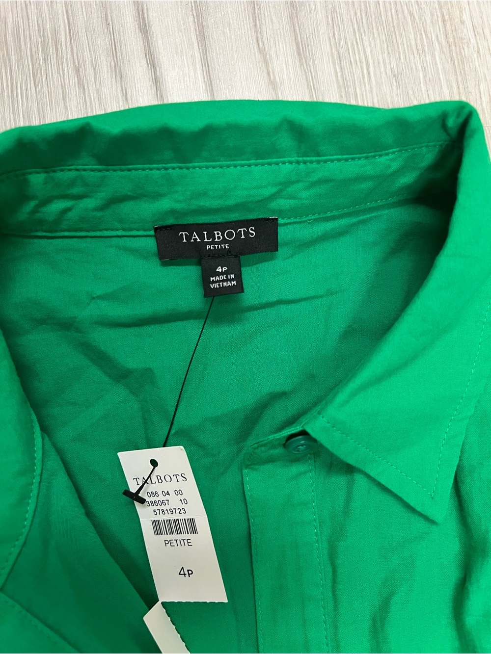 Talbots Petite Emerald Green Collared Shirt